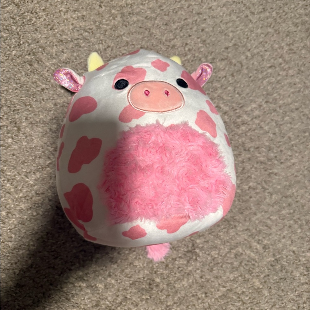 Squishmallows Pink and White Plush Cow